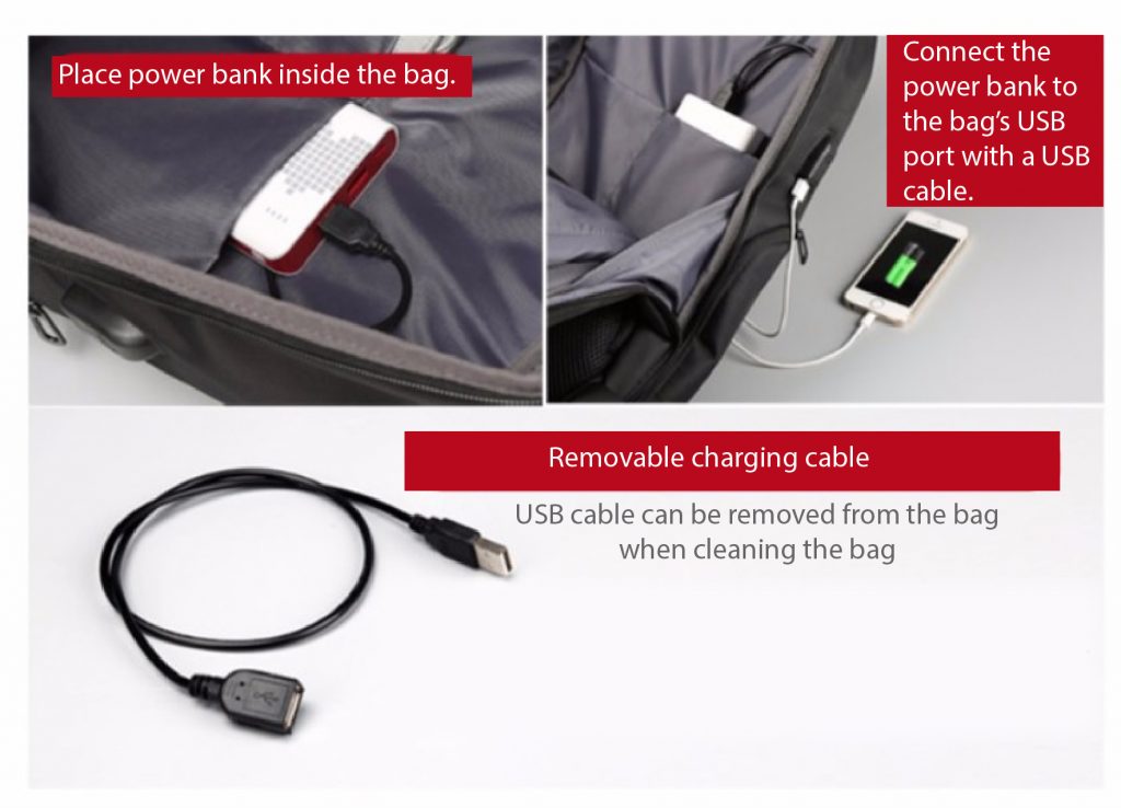 Waterproof Backpack With External USB Charger